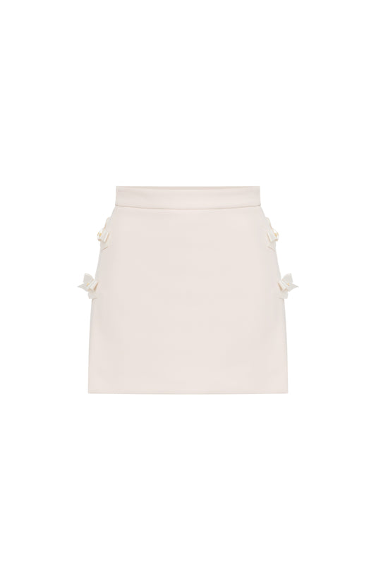 Crêpe skort with satin bows