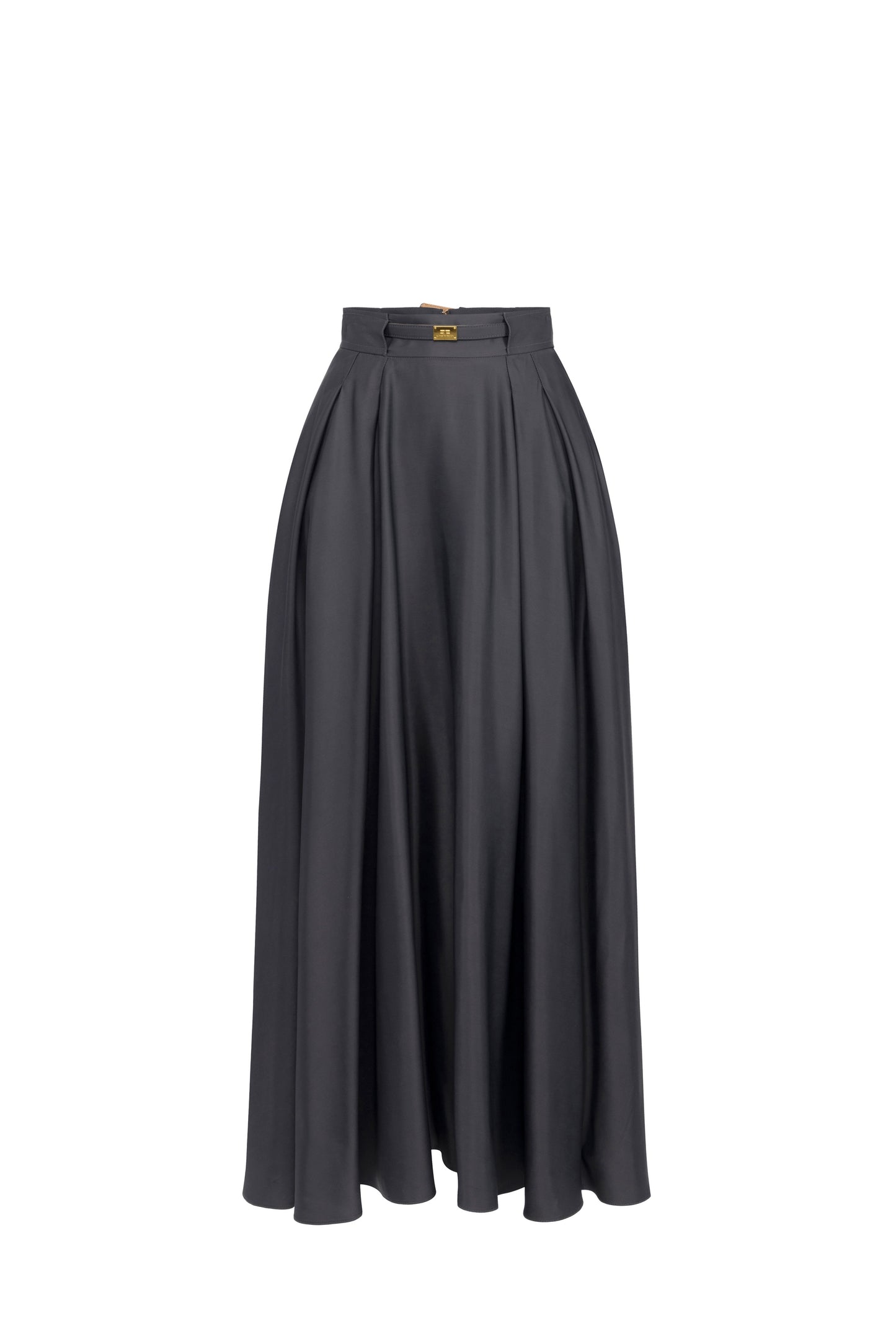 Circle skirt in satin fabric with belt