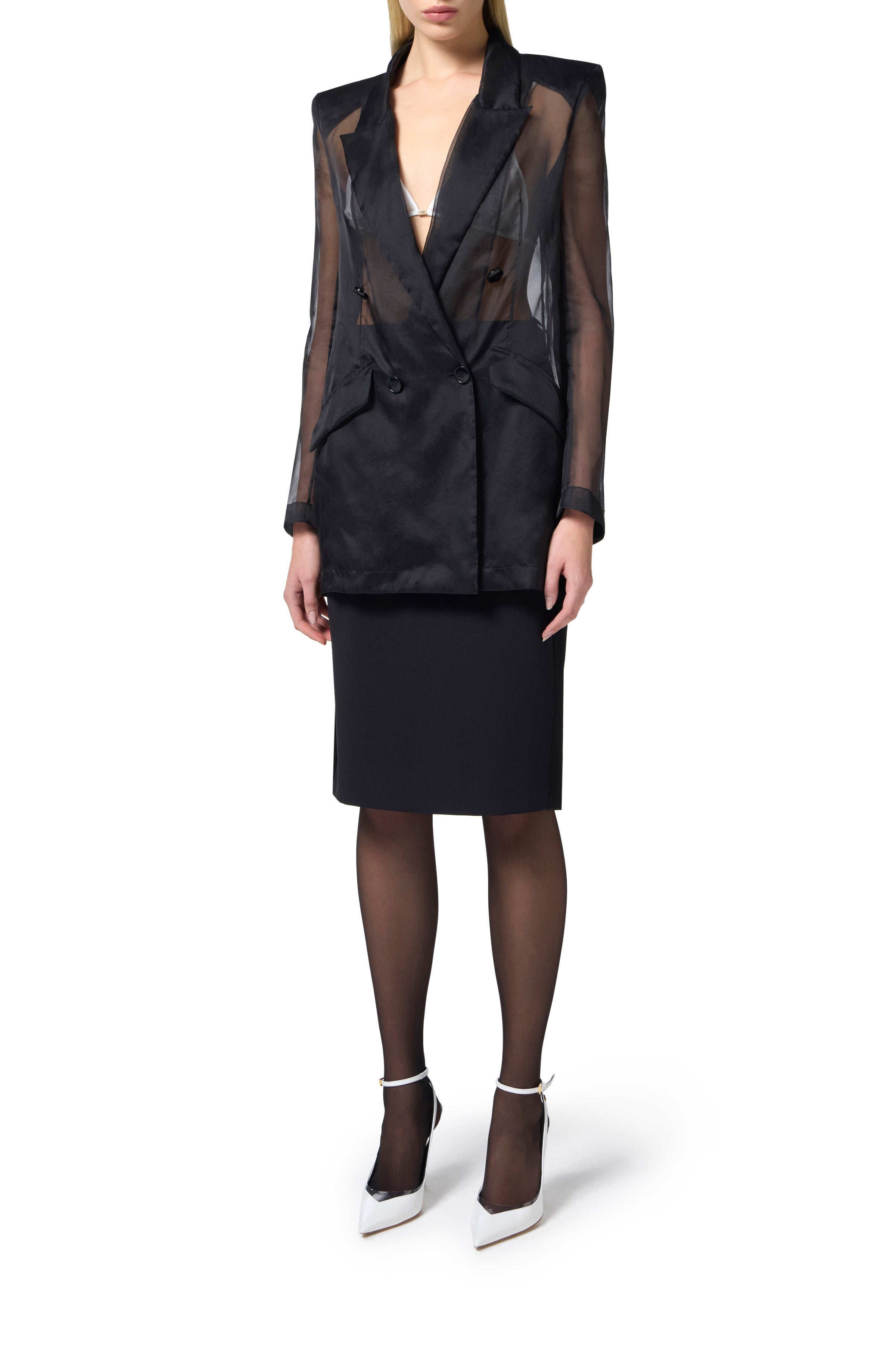 Crêpe skirt with satin bands | LAST PIECE: 40