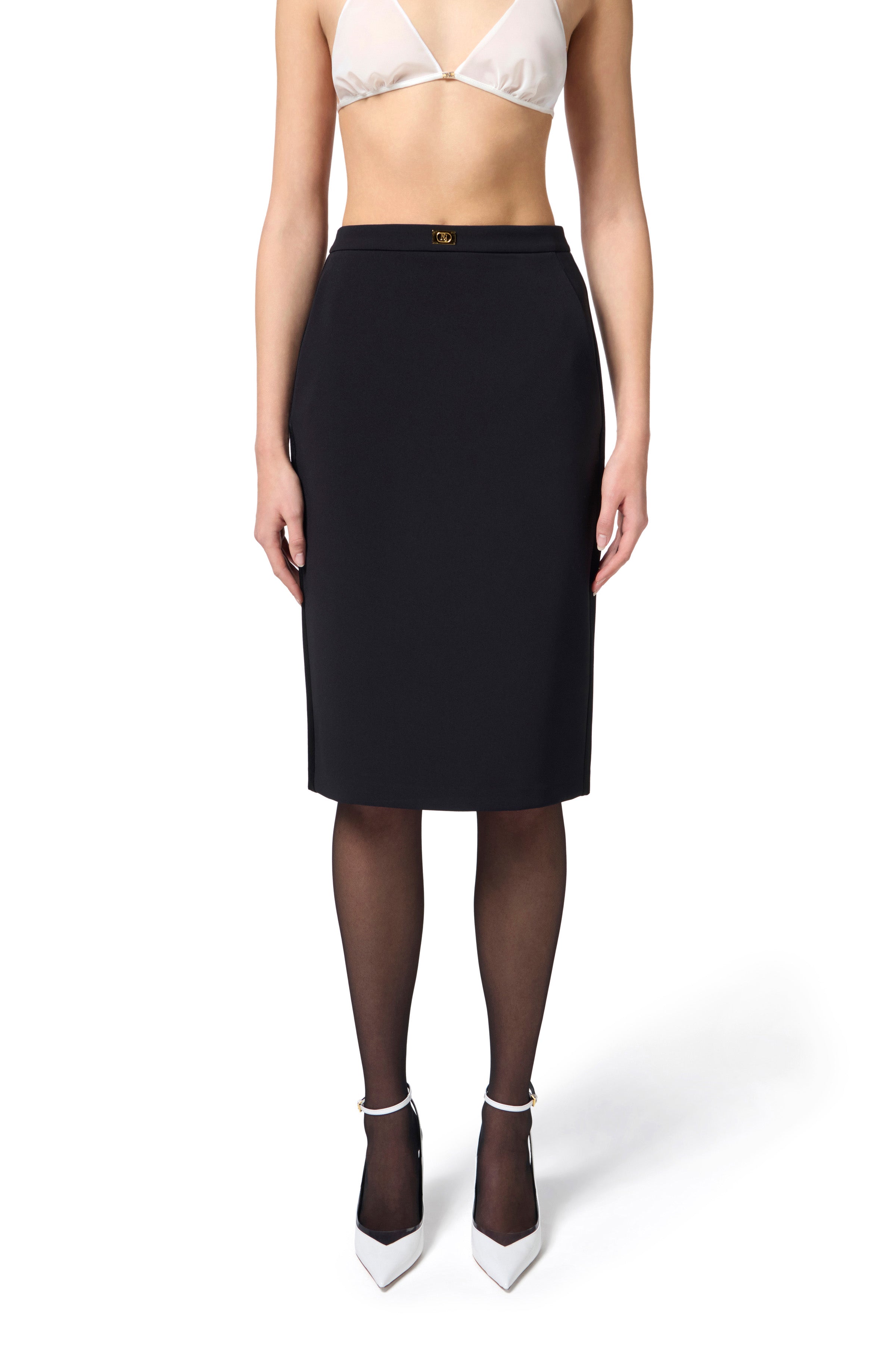 Crêpe skirt with satin bands | LAST PIECE: 40