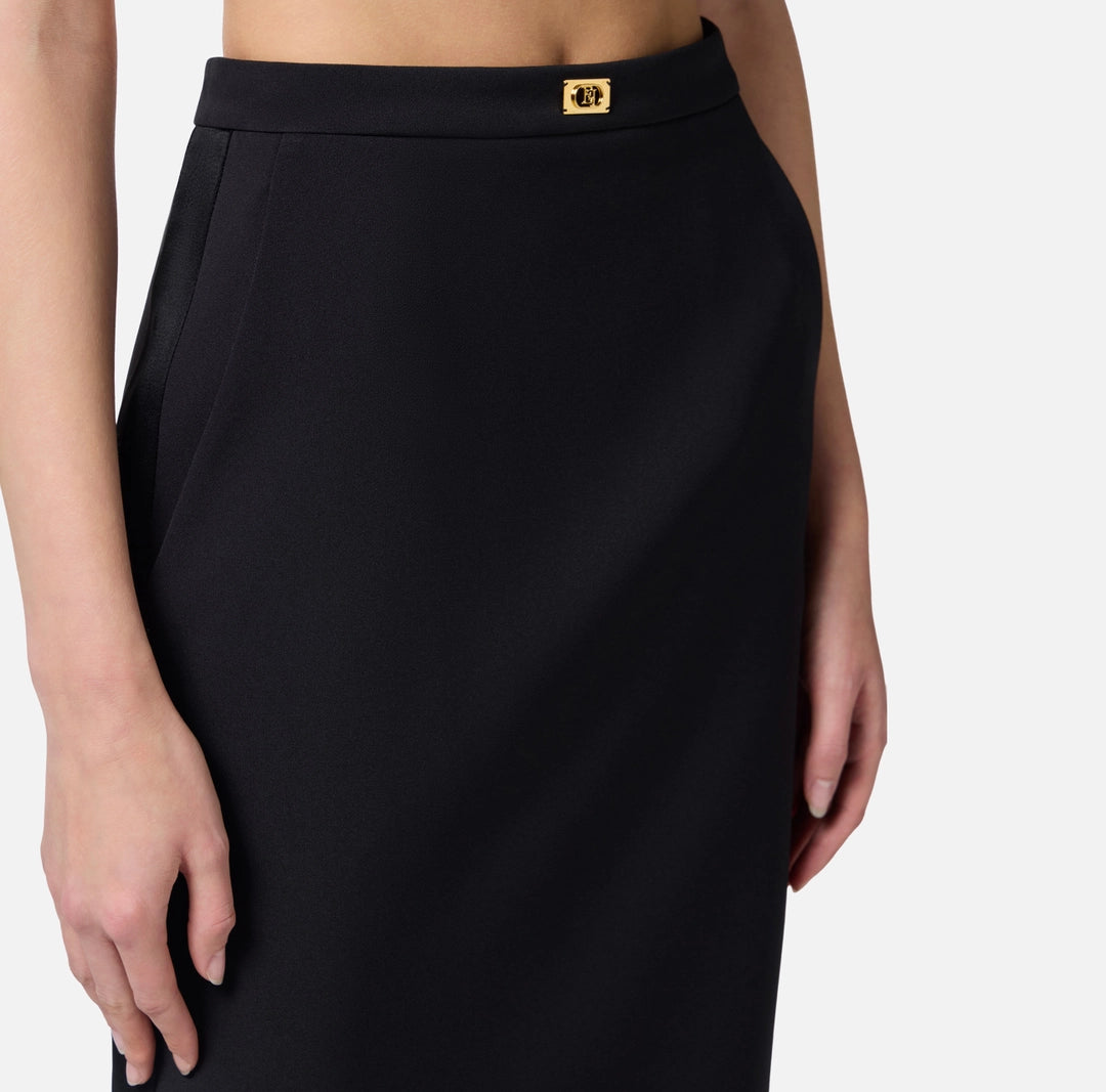 Crêpe skirt with satin bands