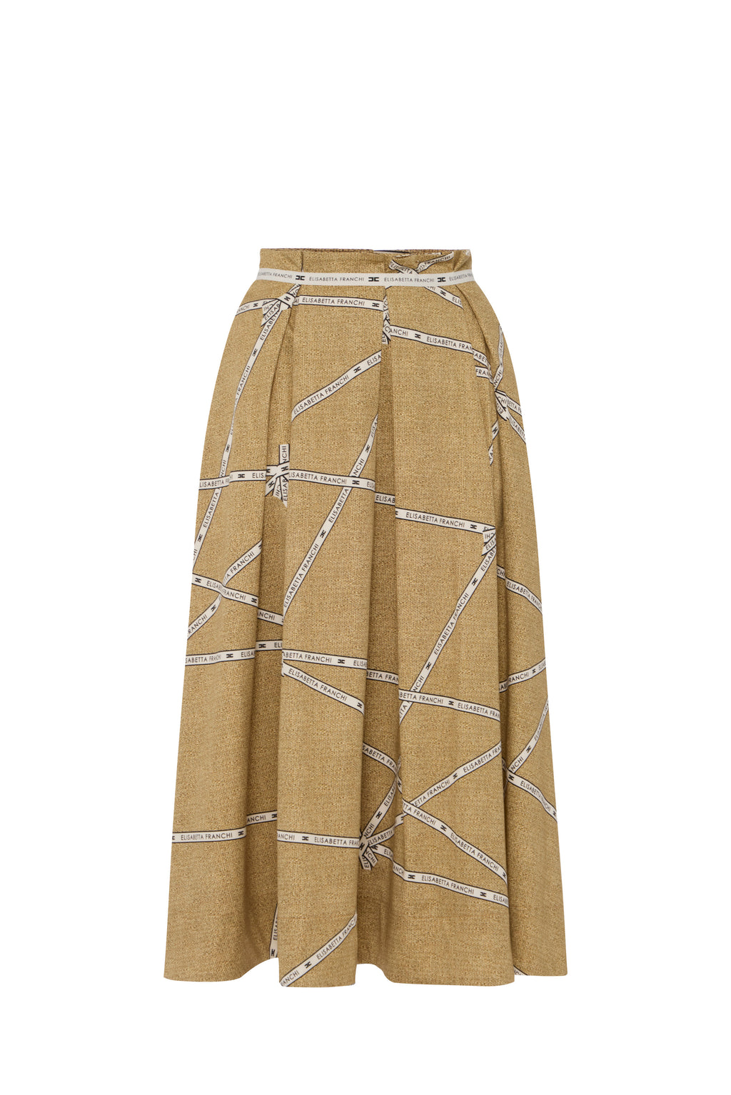 Cotton skirt with raffia print and ribbon | LAST PIECE: 42/46