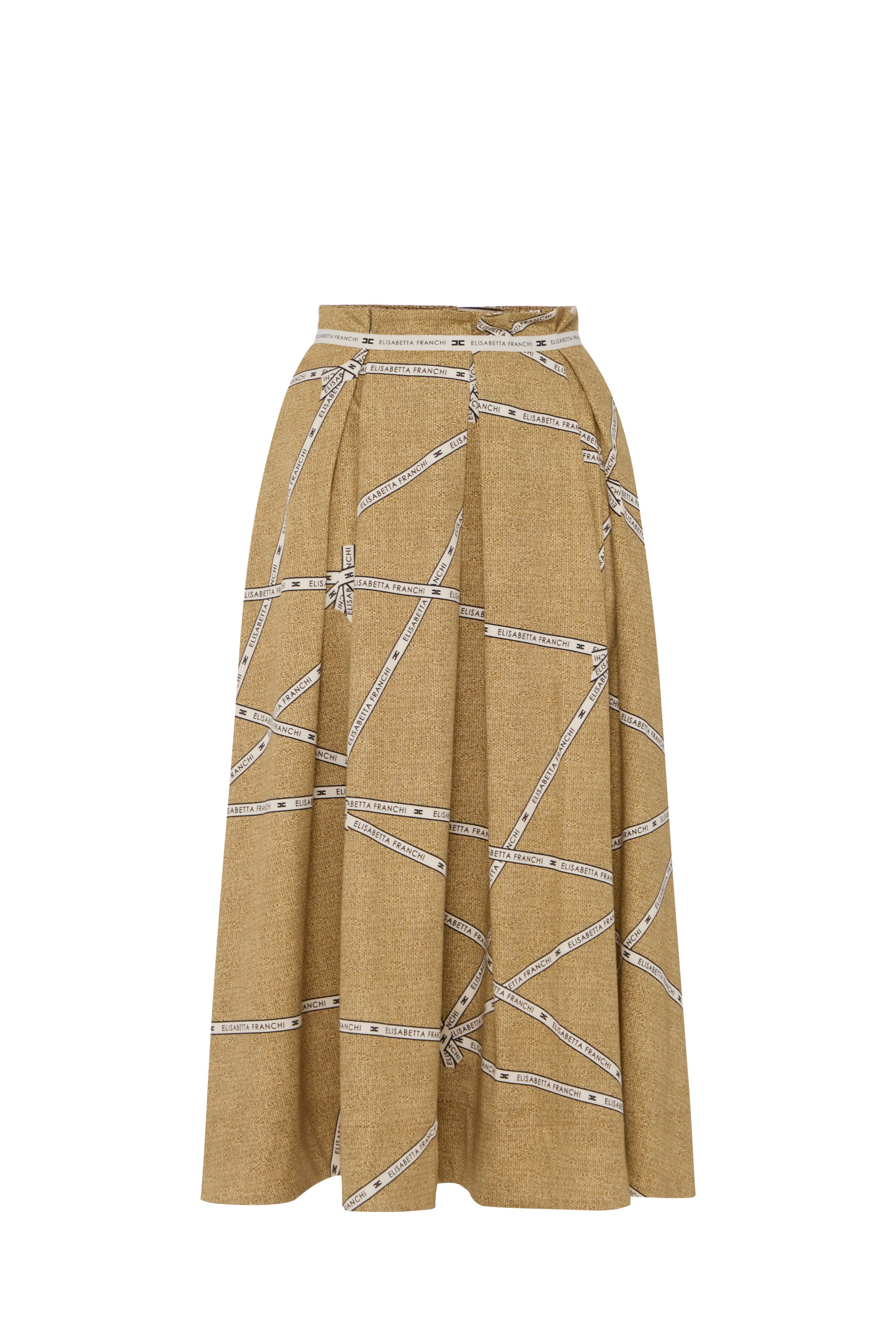 Cotton skirt with raffia print and ribbon | LAST PIECE: 42/46