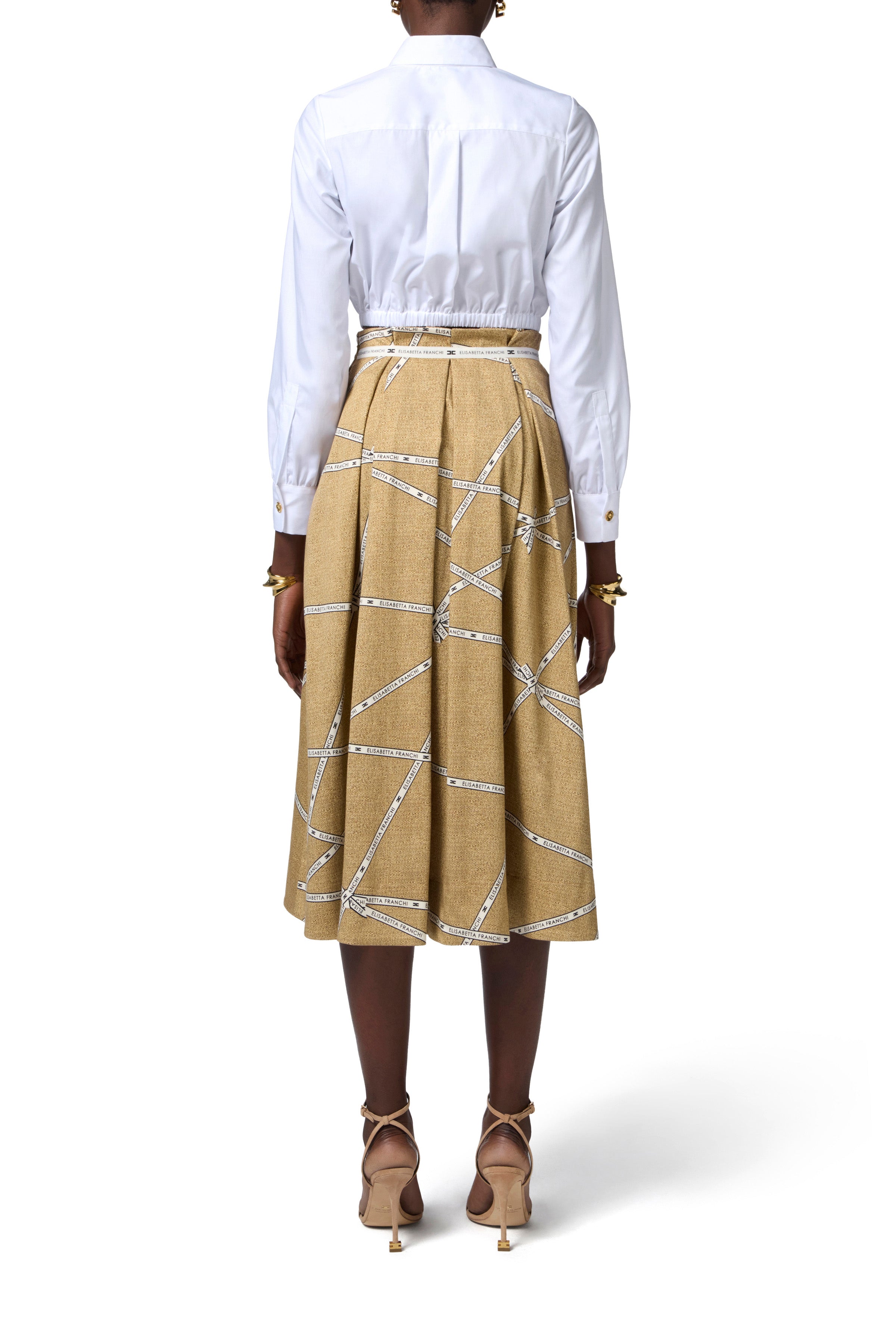 Cotton skirt with raffia print and ribbon | LAST PIECE: 42/46