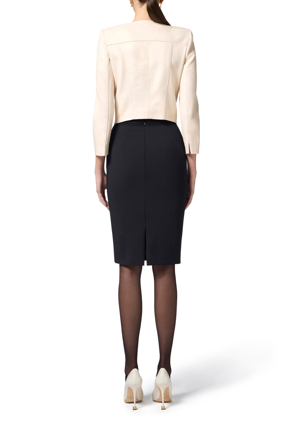 Skirt in double-layer stretch crêpe fabric with bow | LAST PIECE: 42