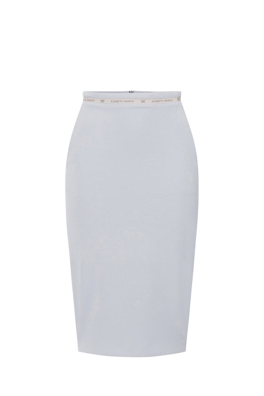 Skirt in crêpe fabric with logo ribbon