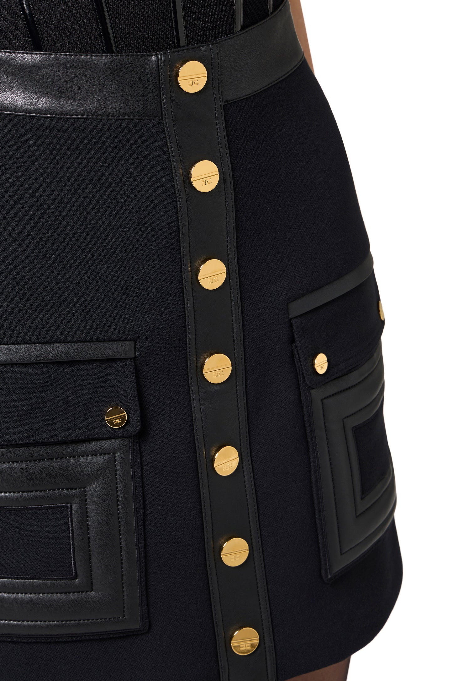 Mini skirt in double-layer crêpe fabric with logo details