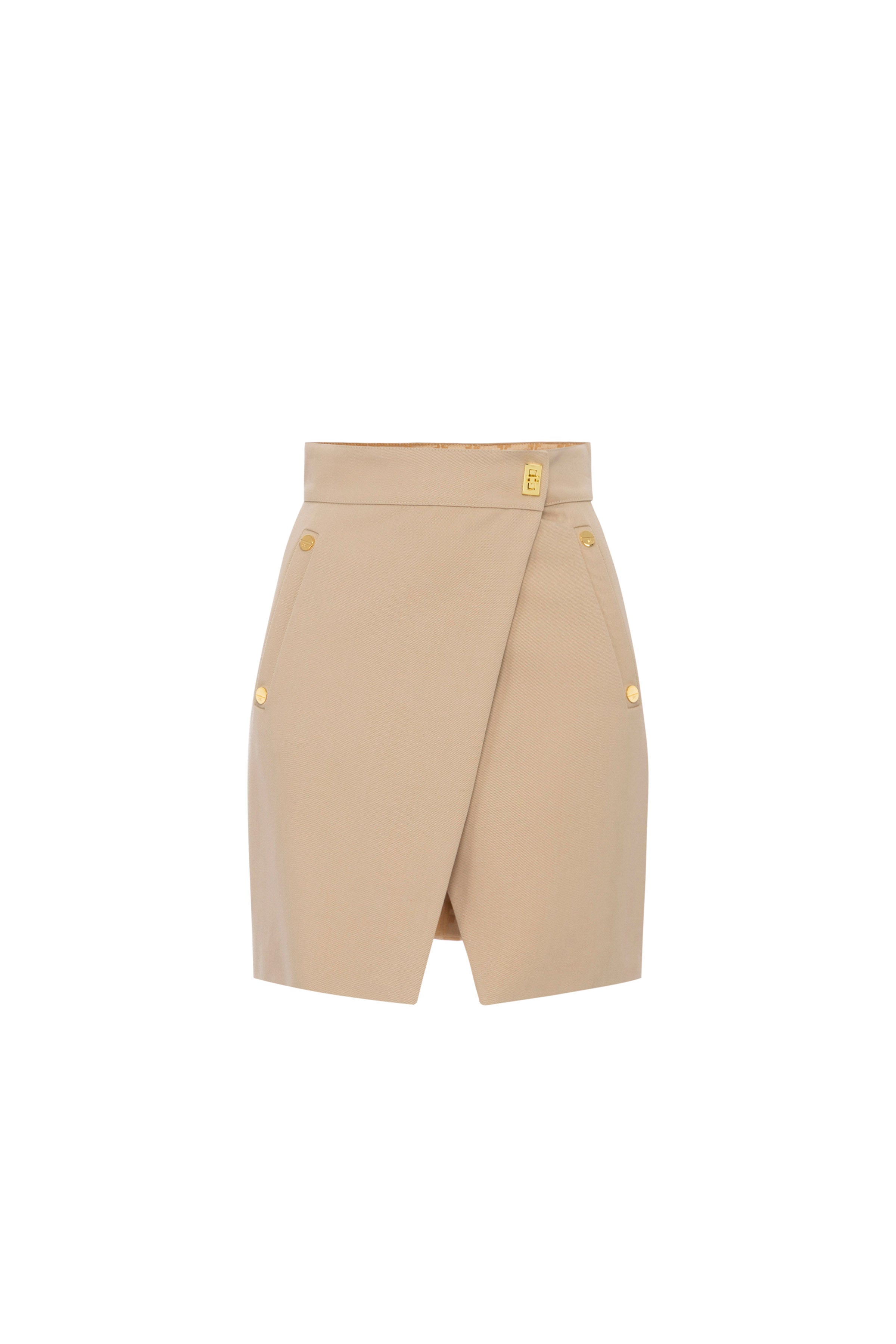 Wool-blend gabardine skirt