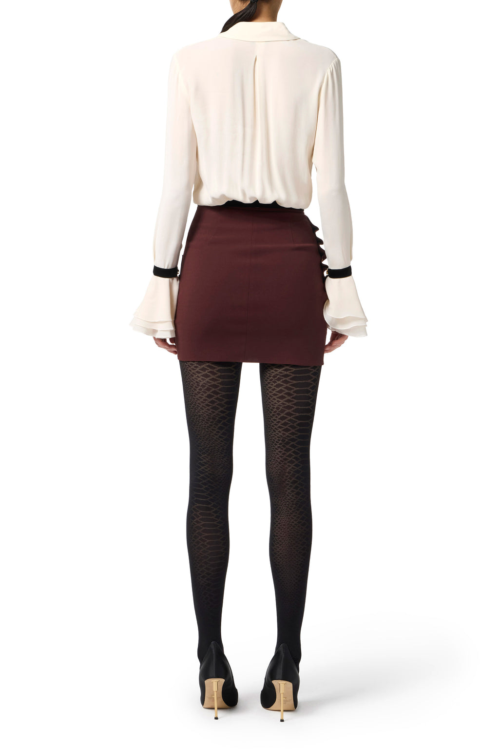 Skirt in lightweight crêpe fabric with jewel buttons