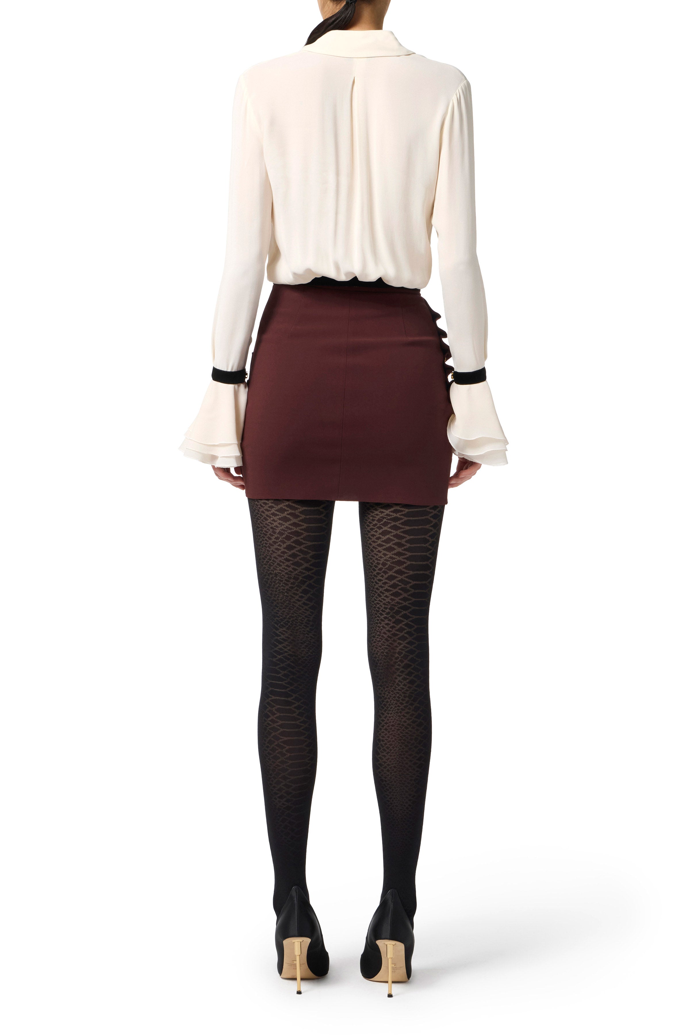 Skirt in lightweight crêpe fabric with jewel buttons