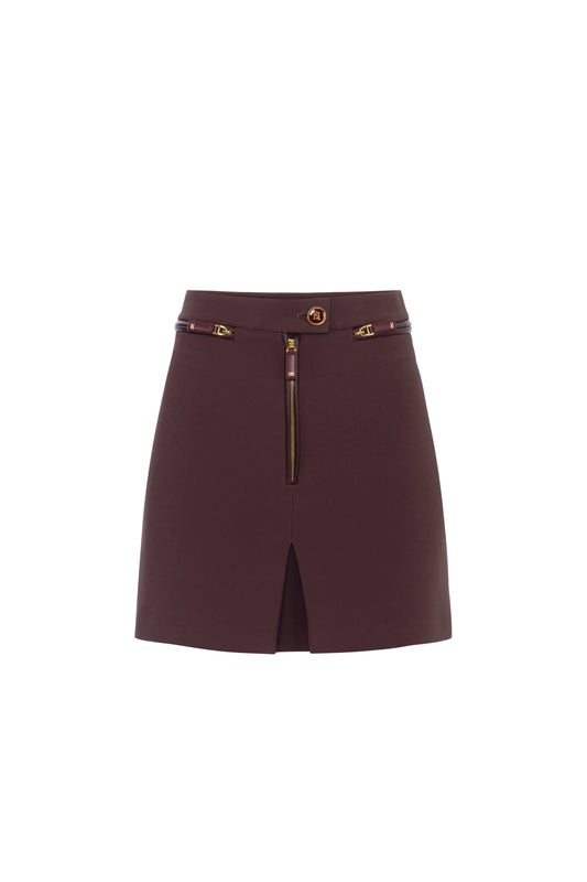 Skirt in double layer crêpe with zip