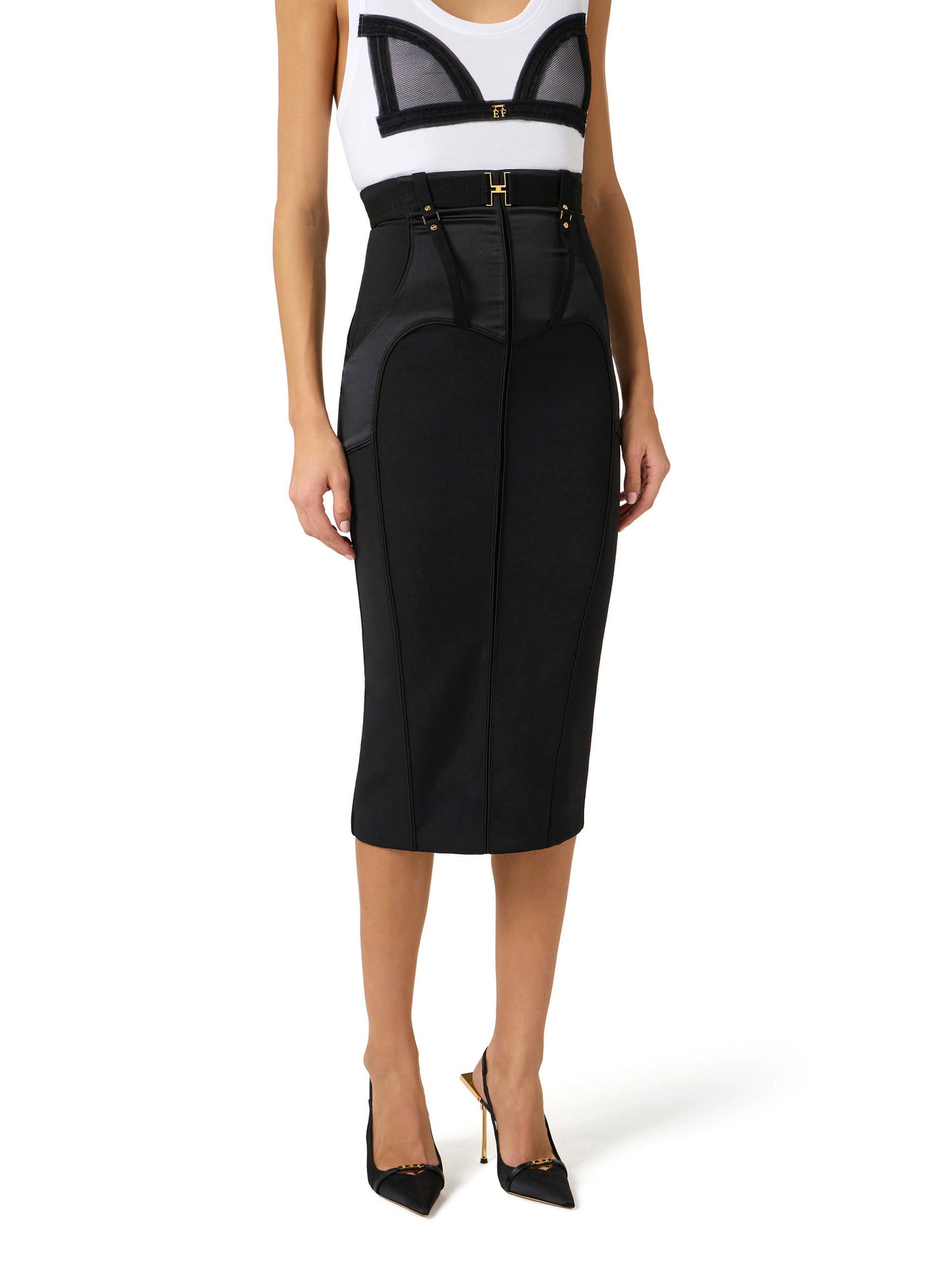 Bustier skirt in lightweight crêpe and satin fabrics