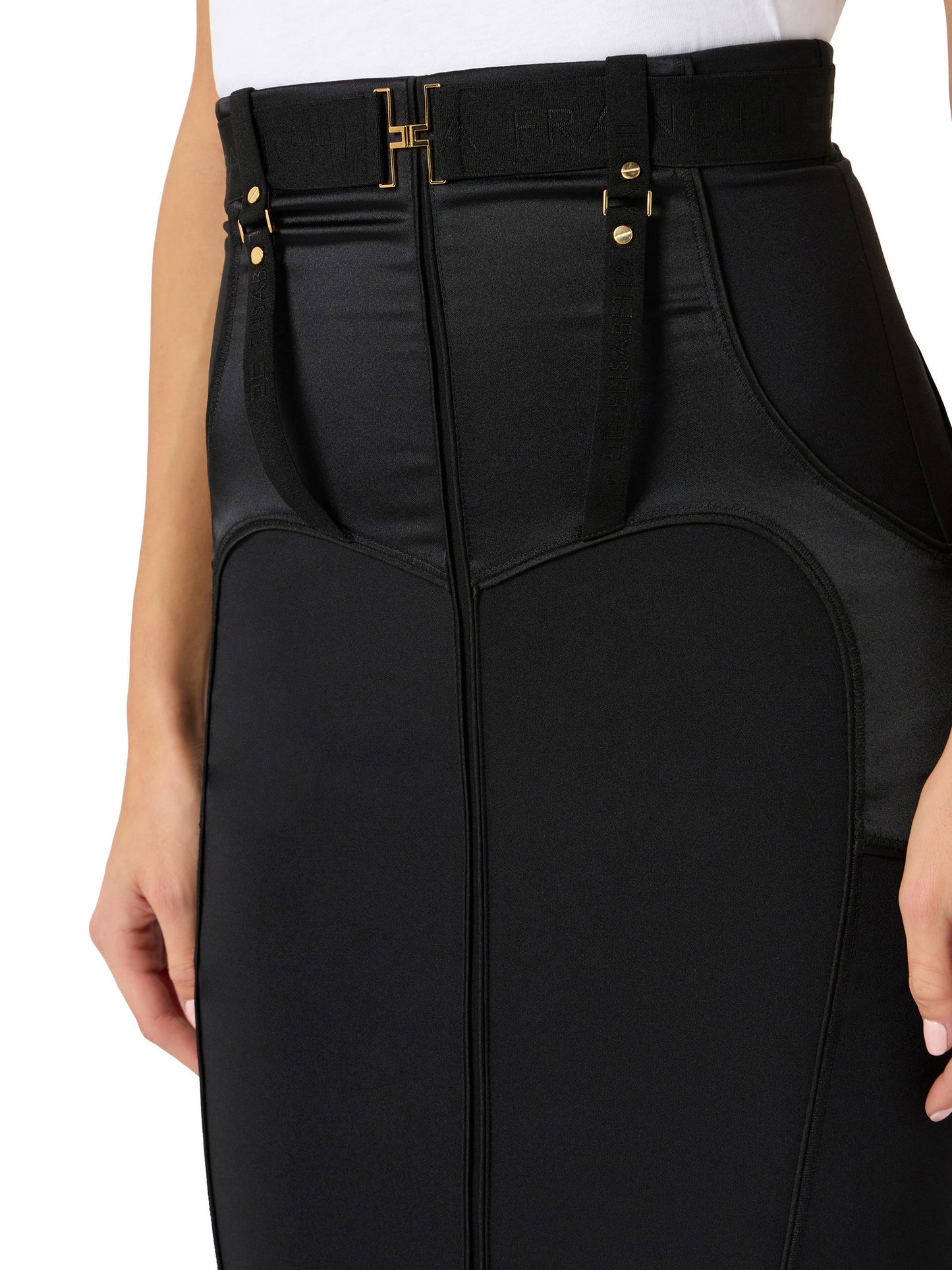 Bustier skirt in lightweight crêpe and satin fabrics