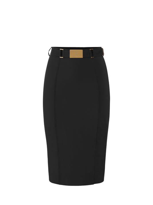 Skirt in technical bi-elastic fabric with belt