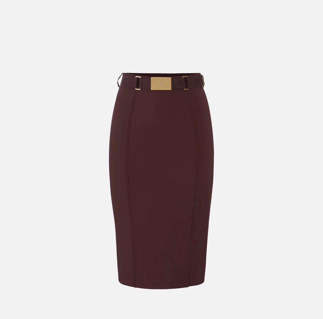 Skirt in technical bi-elastic fabric with belt