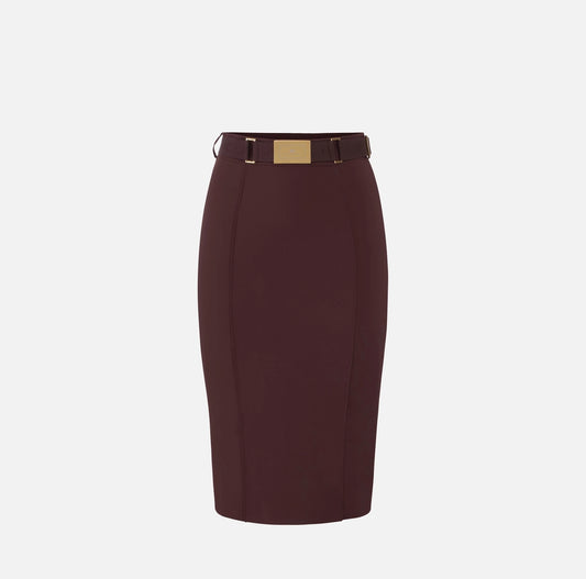 Skirt in technical bi-elastic fabric with belt