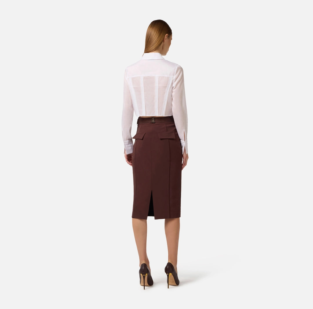 Skirt in technical bi-elastic fabric with belt