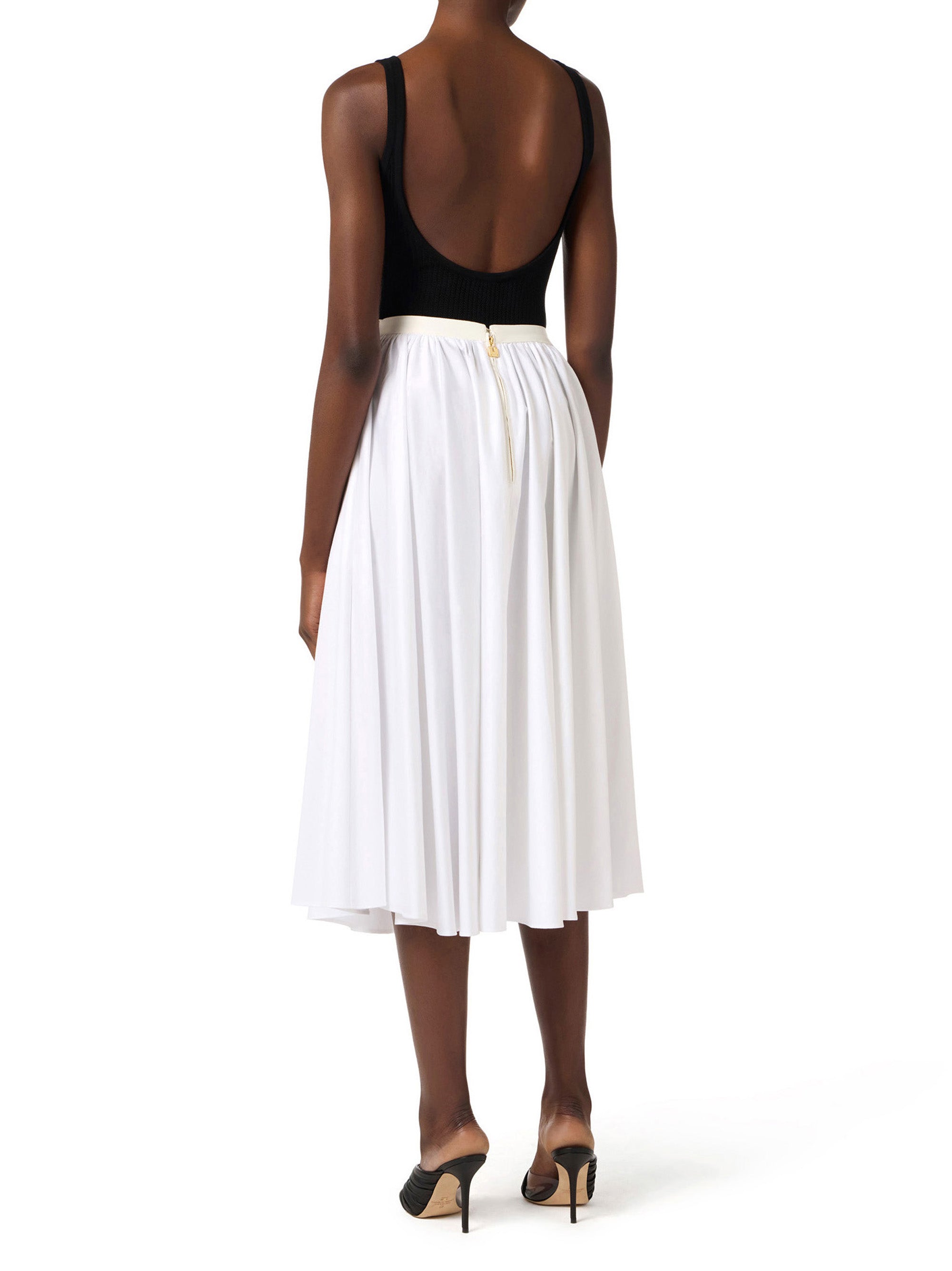 Stretch cotton skirt with jewel detail