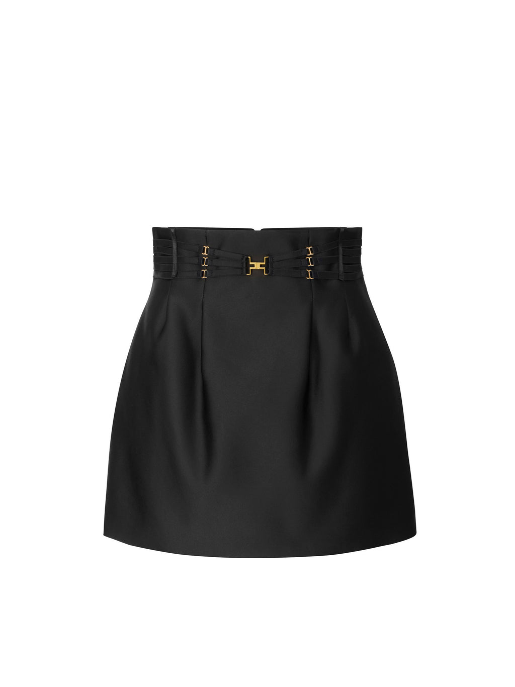 Miniskirt in duchess satin with elastic straps
