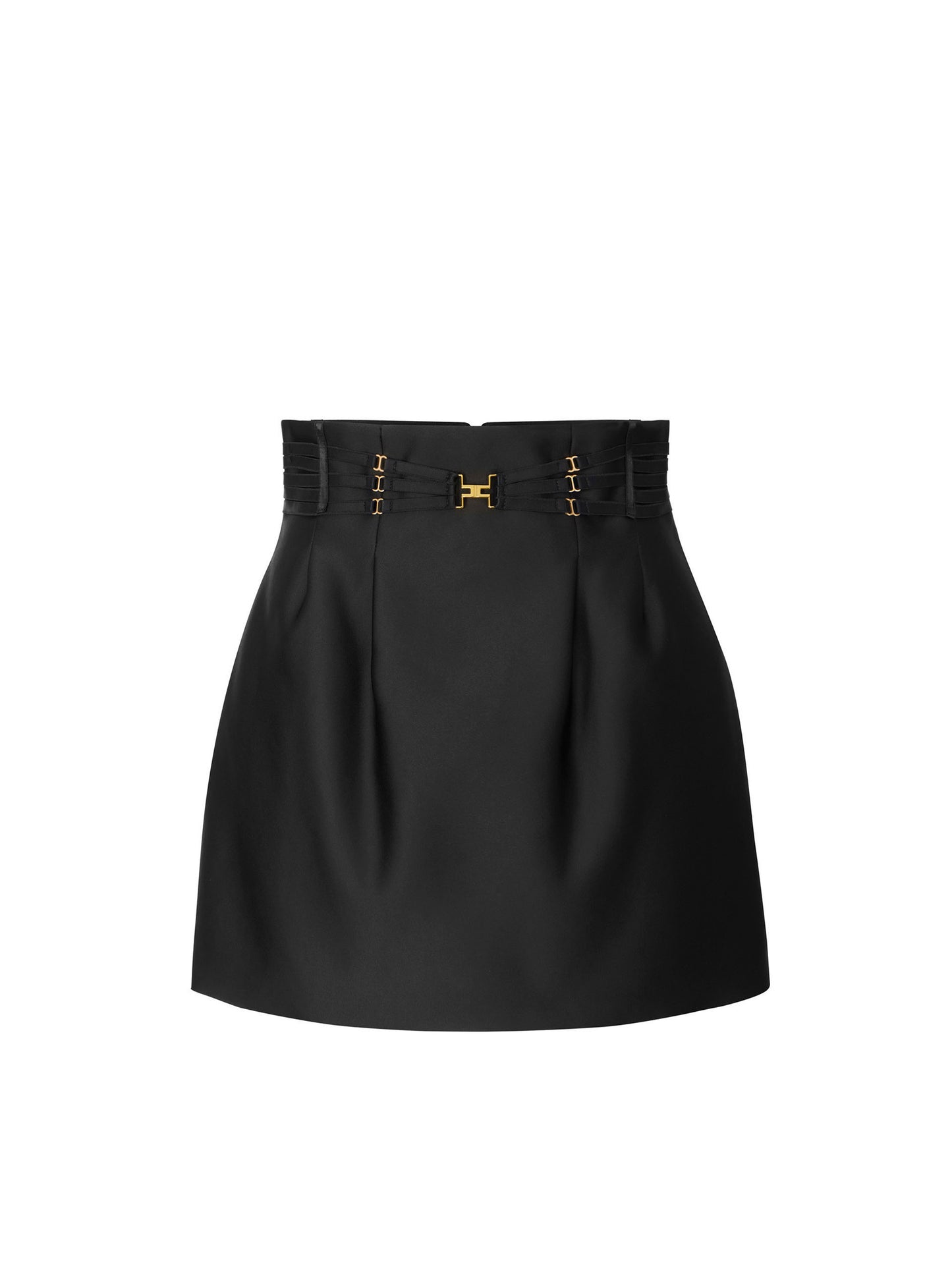 Miniskirt in duchess satin with elastic straps