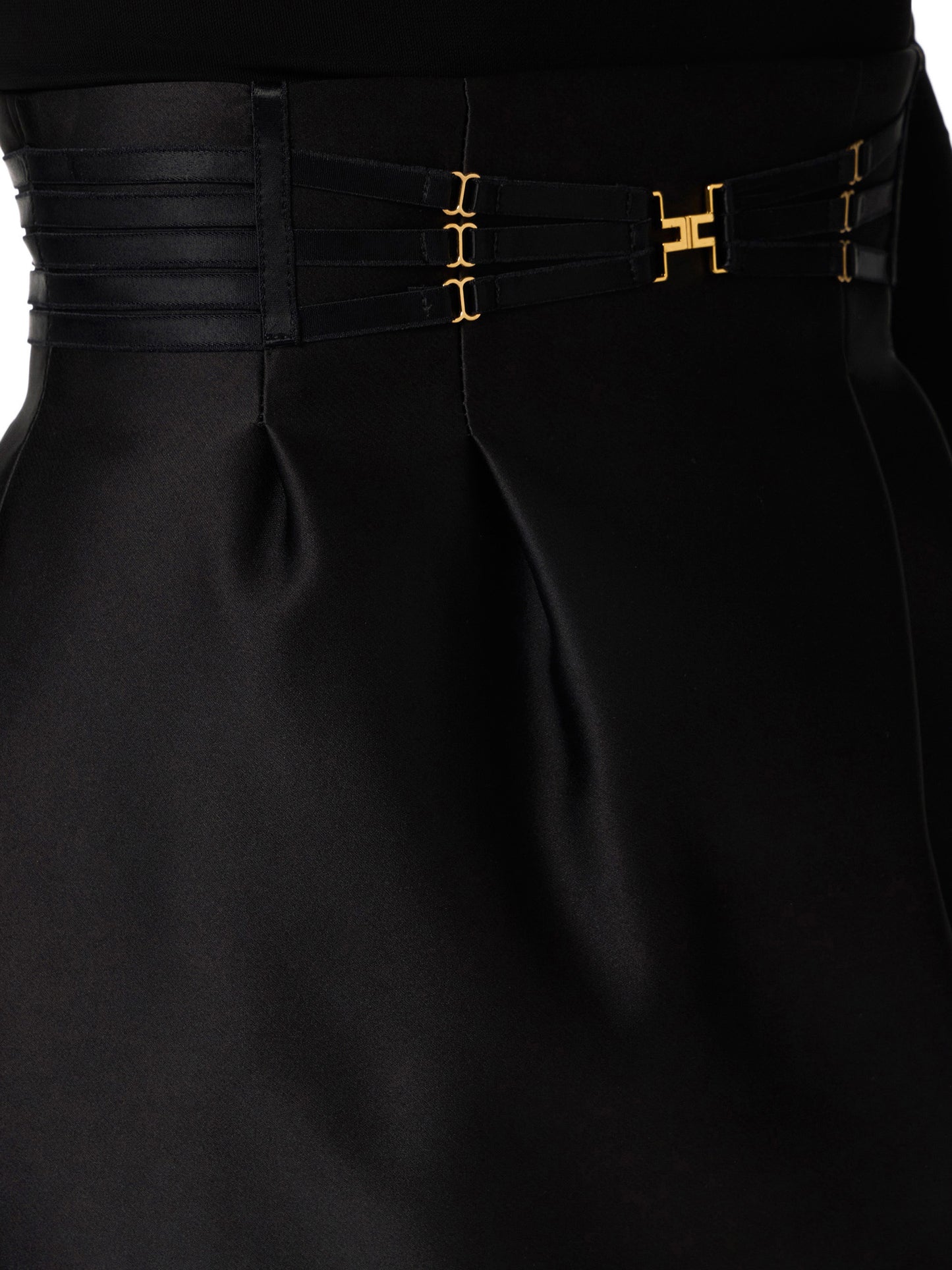 Miniskirt in duchess satin with elastic straps