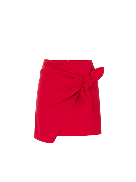 Lightweight crêpe miniskirt with bow