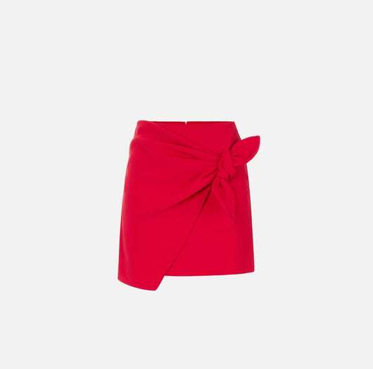 Lightweight crêpe miniskirt with bow