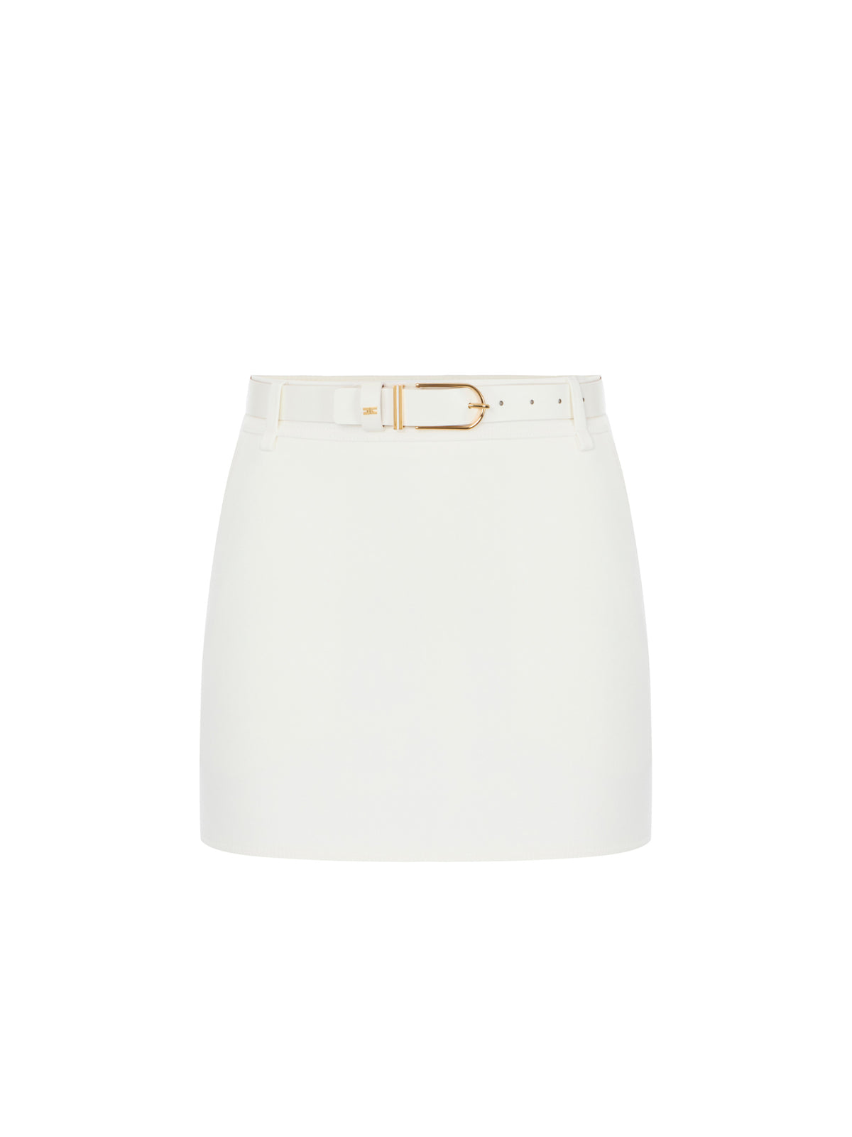 Double layer crêpe miniskirt with belt