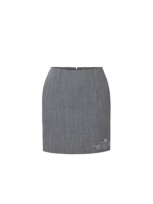Wool miniskirt with logo print in Nero – luxury fashion at Meranesy