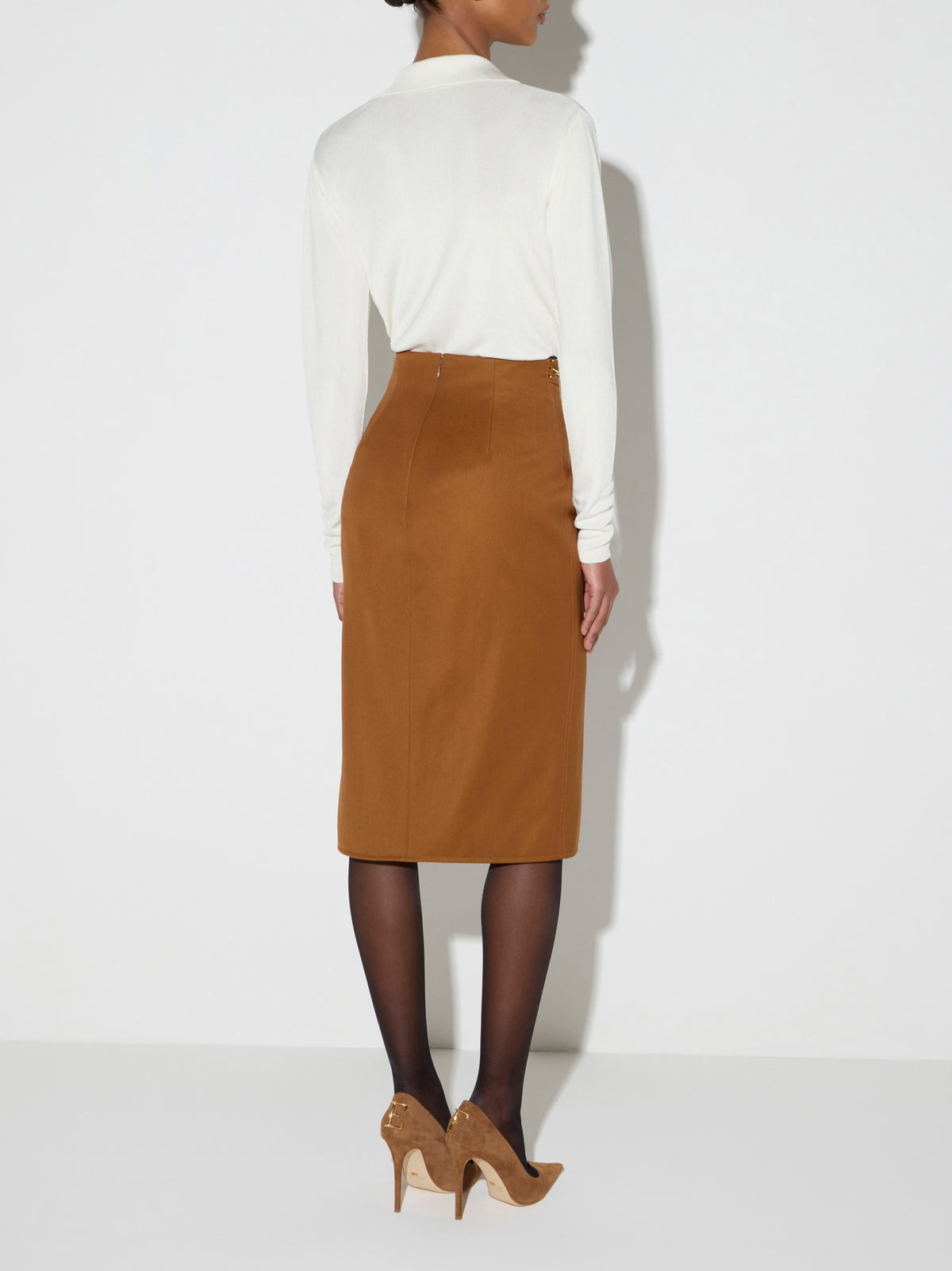 Skirt in gabardine fabric with jewel horsebits