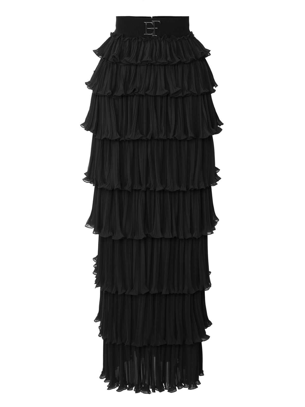 Skirt in georgette fabric with flounces