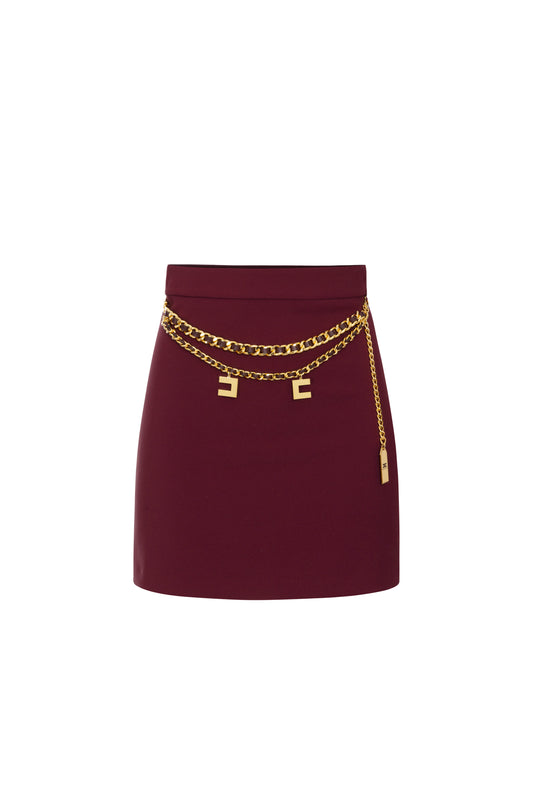 Stretch crêpe miniskirt with belt