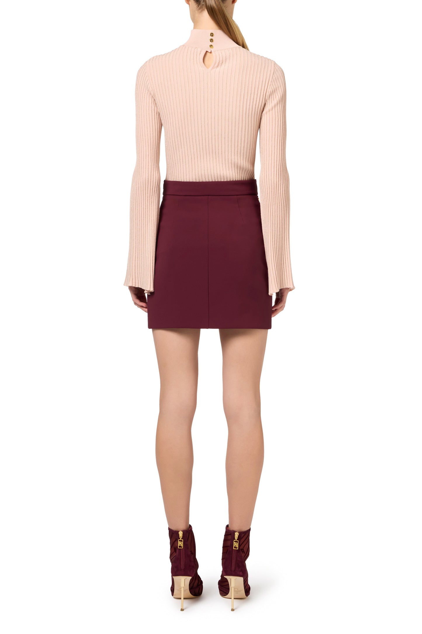 Stretch crêpe miniskirt with belt