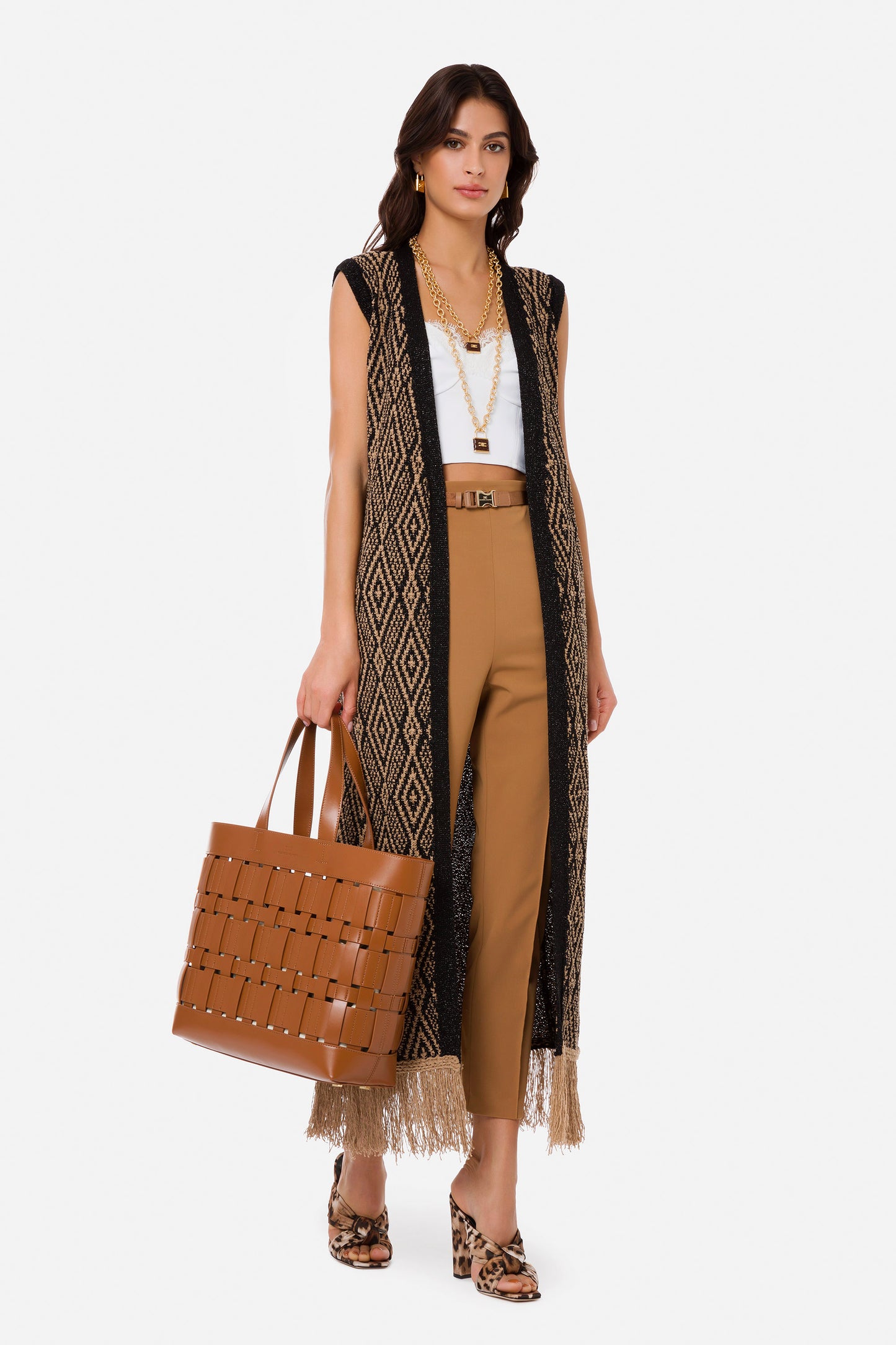 Elisabetta Franchi Long Knitted Vest