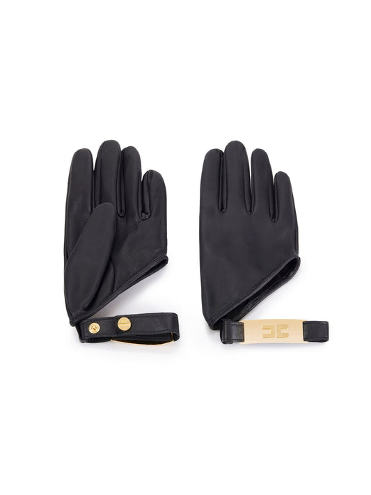 Gloves in nappa leather with jewel details on the wrists