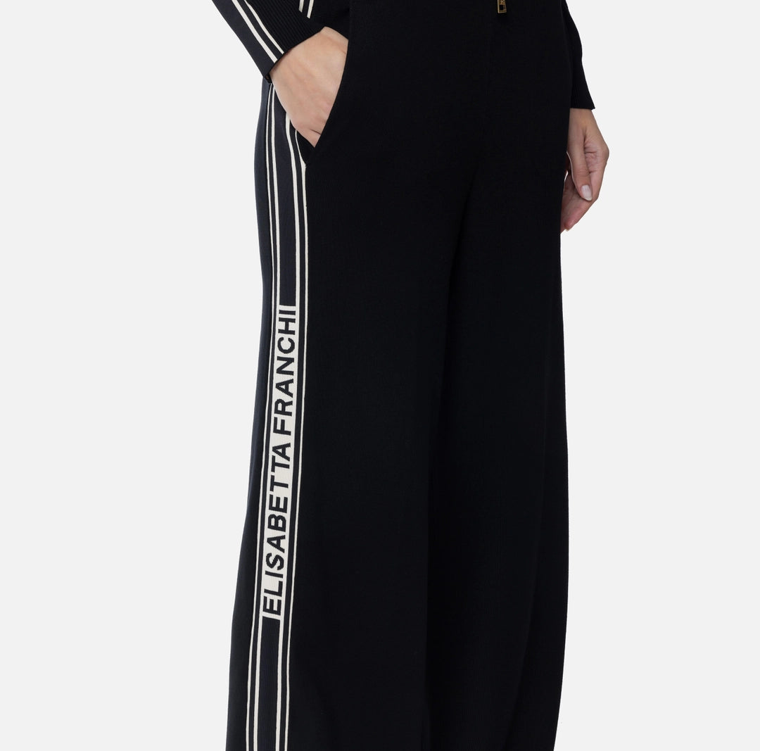 Viscose trousers with contrasting bands