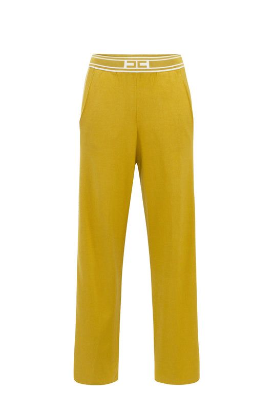 Viscose trousers with contrasting bands