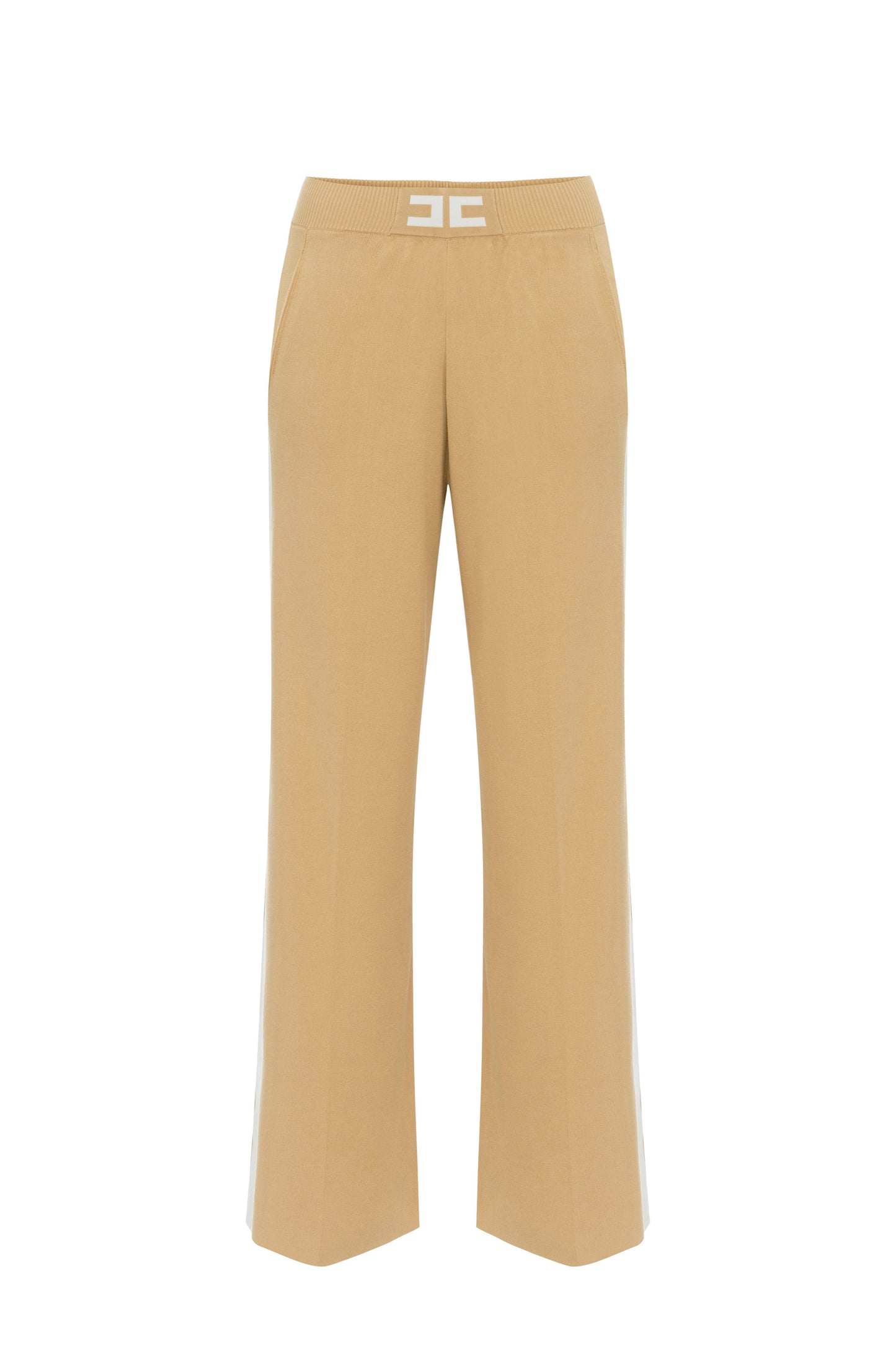 Viscose trousers with shiny bands