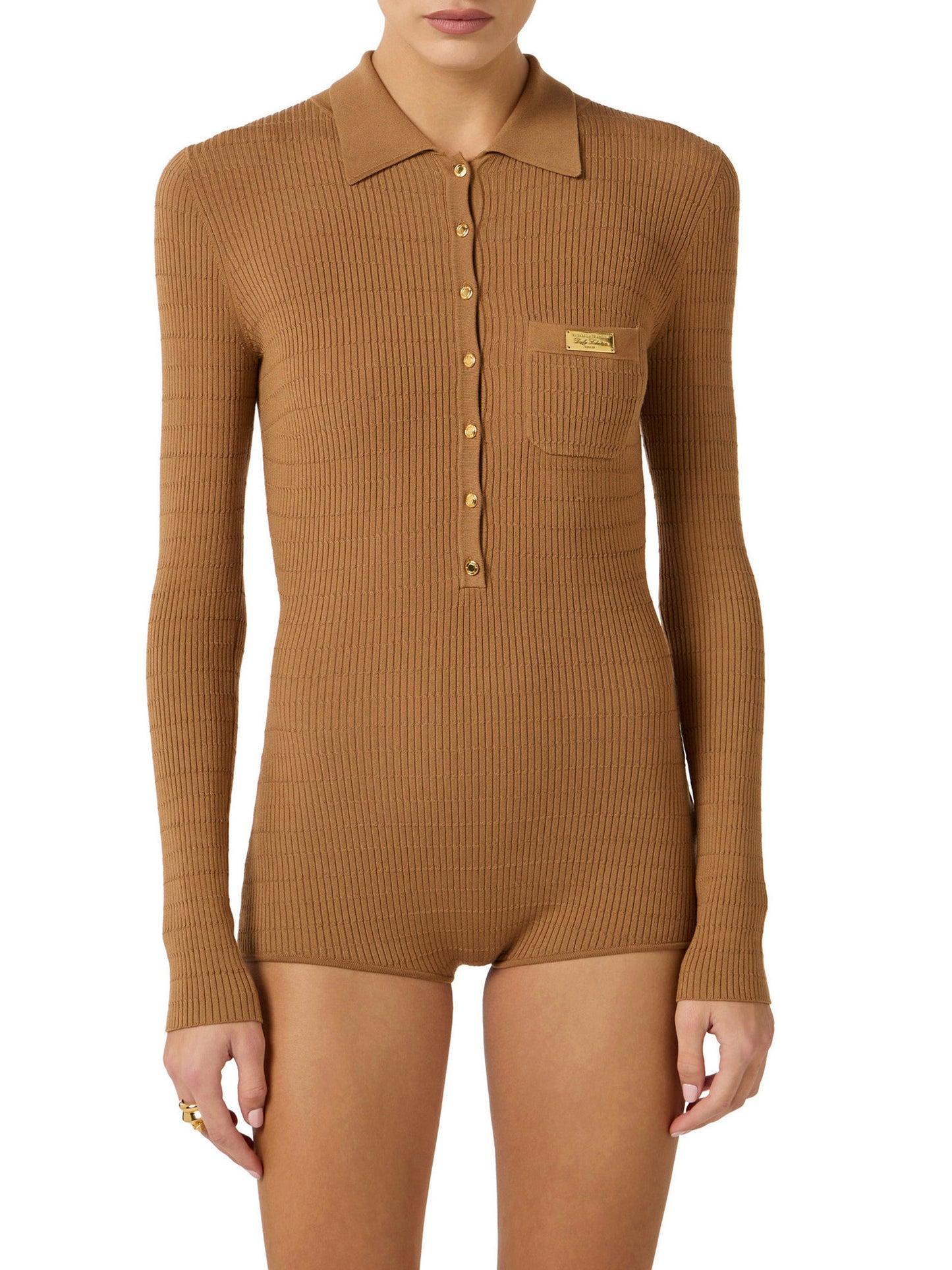 Micro-cable knit jumpsuit