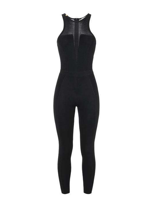 Knit jumpsuit in Nero – luxury fashion at Meranesy