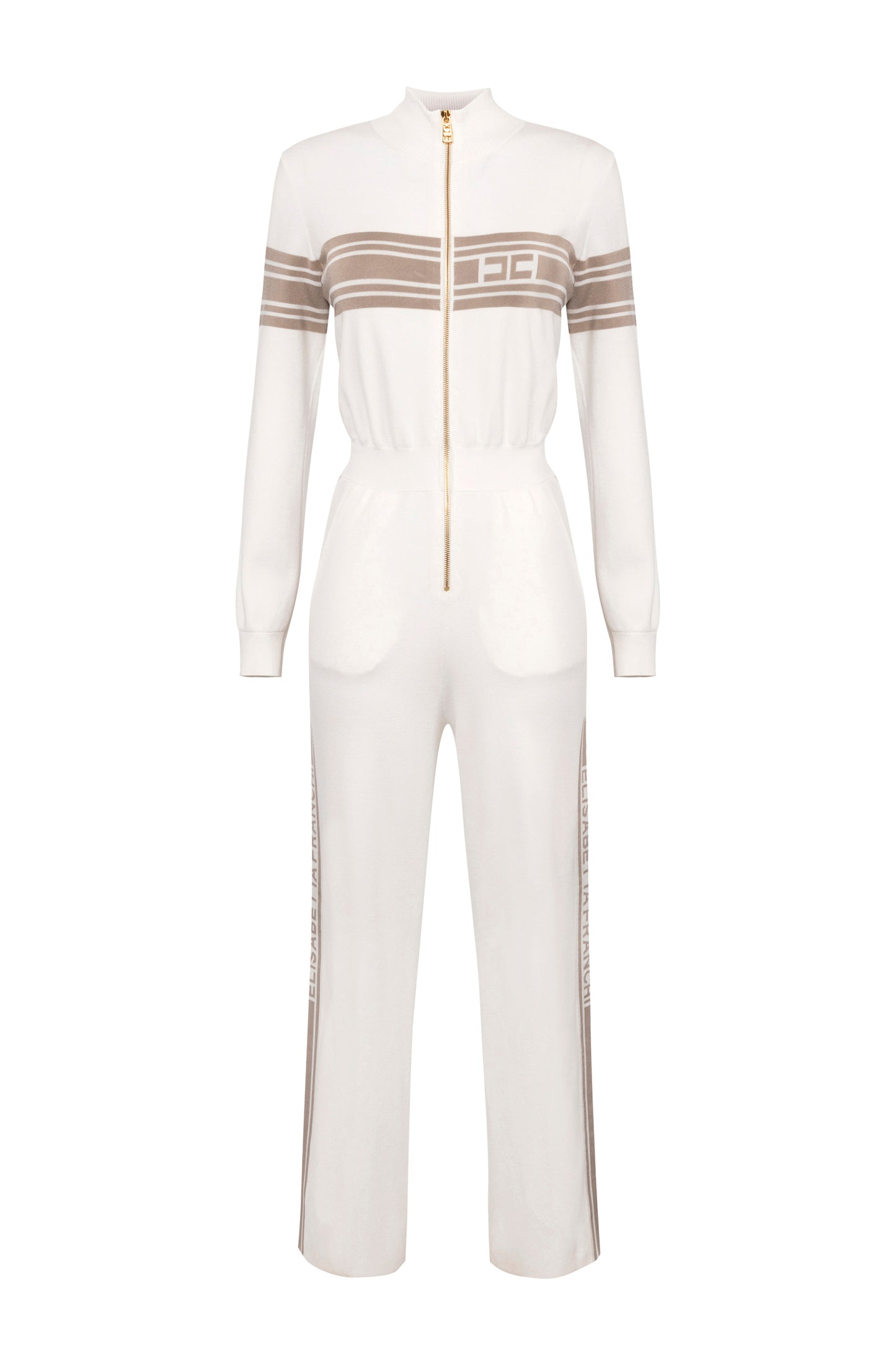 Viscose jumpsuit with contrasting bands