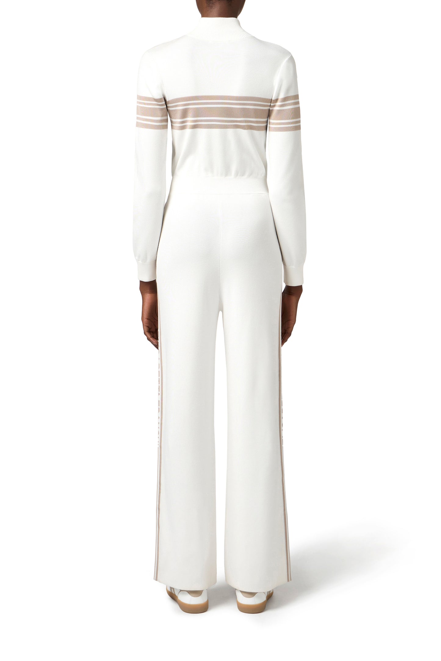 Viscose jumpsuit with contrasting bands