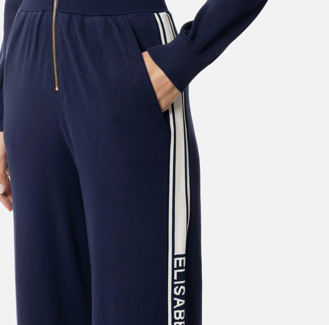 Viscose jumpsuit with contrasting bands