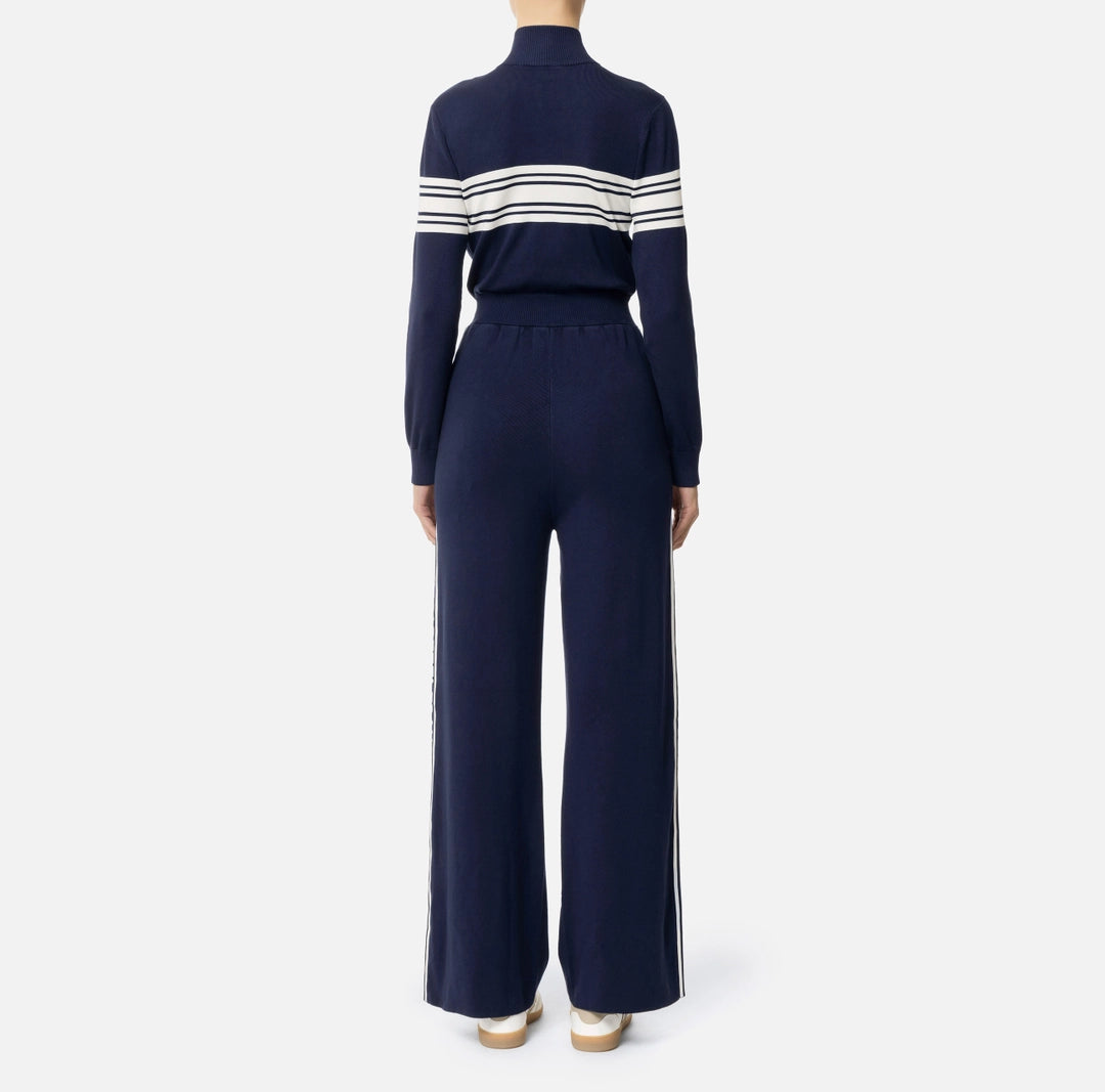 Viscose jumpsuit with contrasting bands