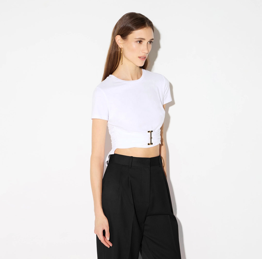 Jersey T-shirt with jewel detail