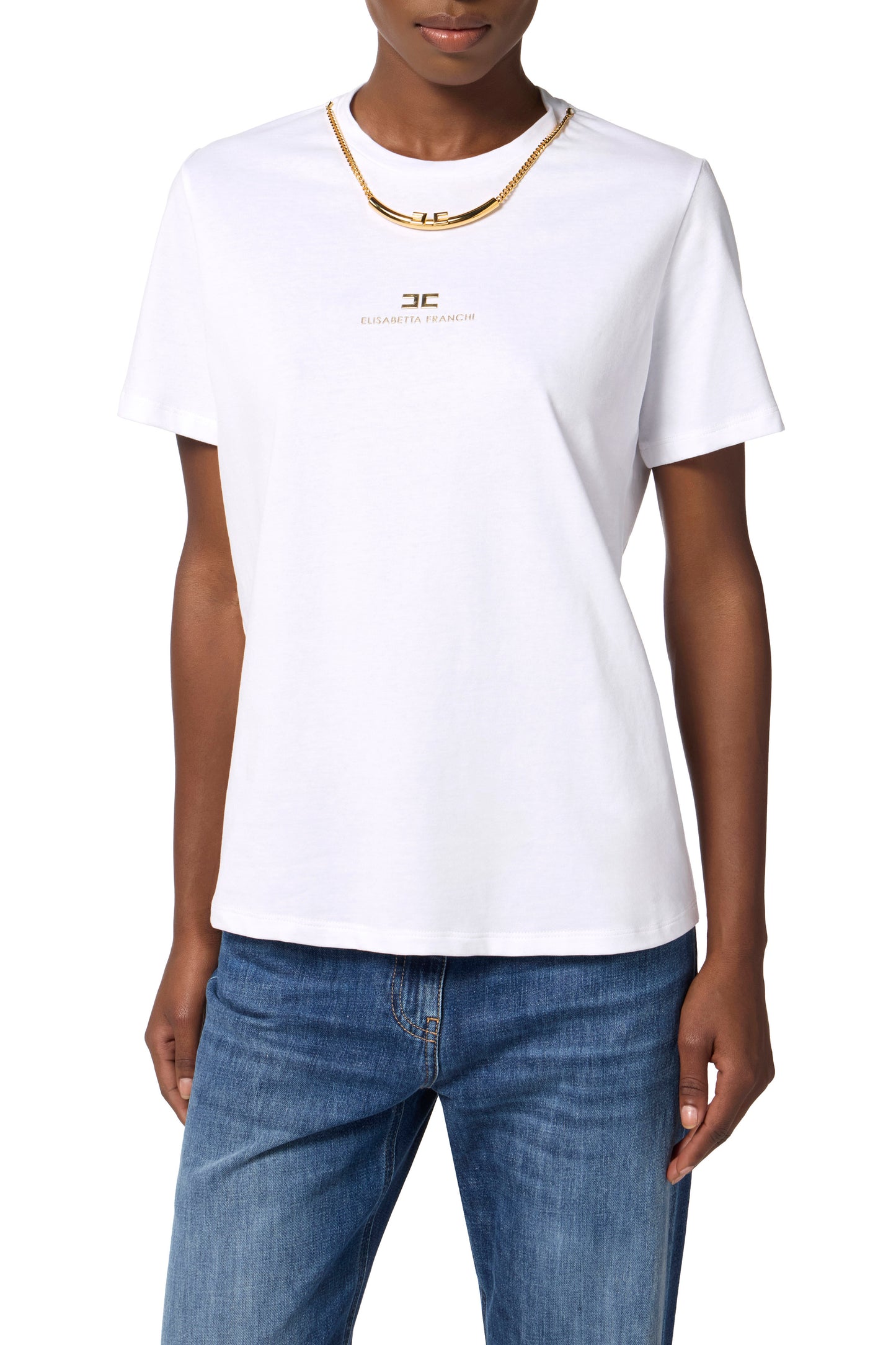Cotton jersey T-shirt with necklace