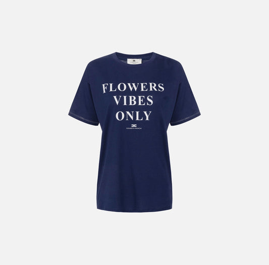 Jersey T-shirt with print and satin bands