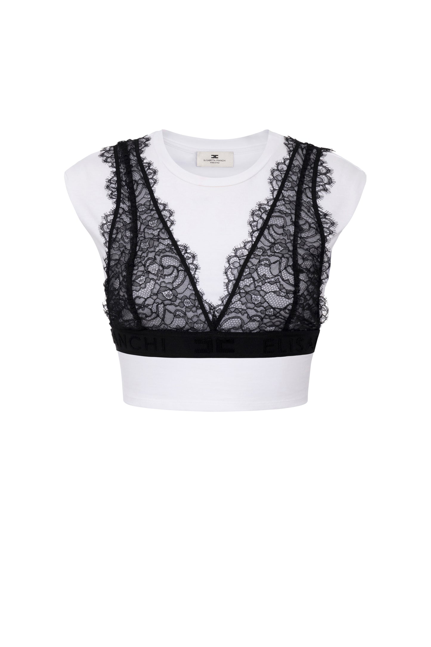 Jersey T-shirt with lace bralette