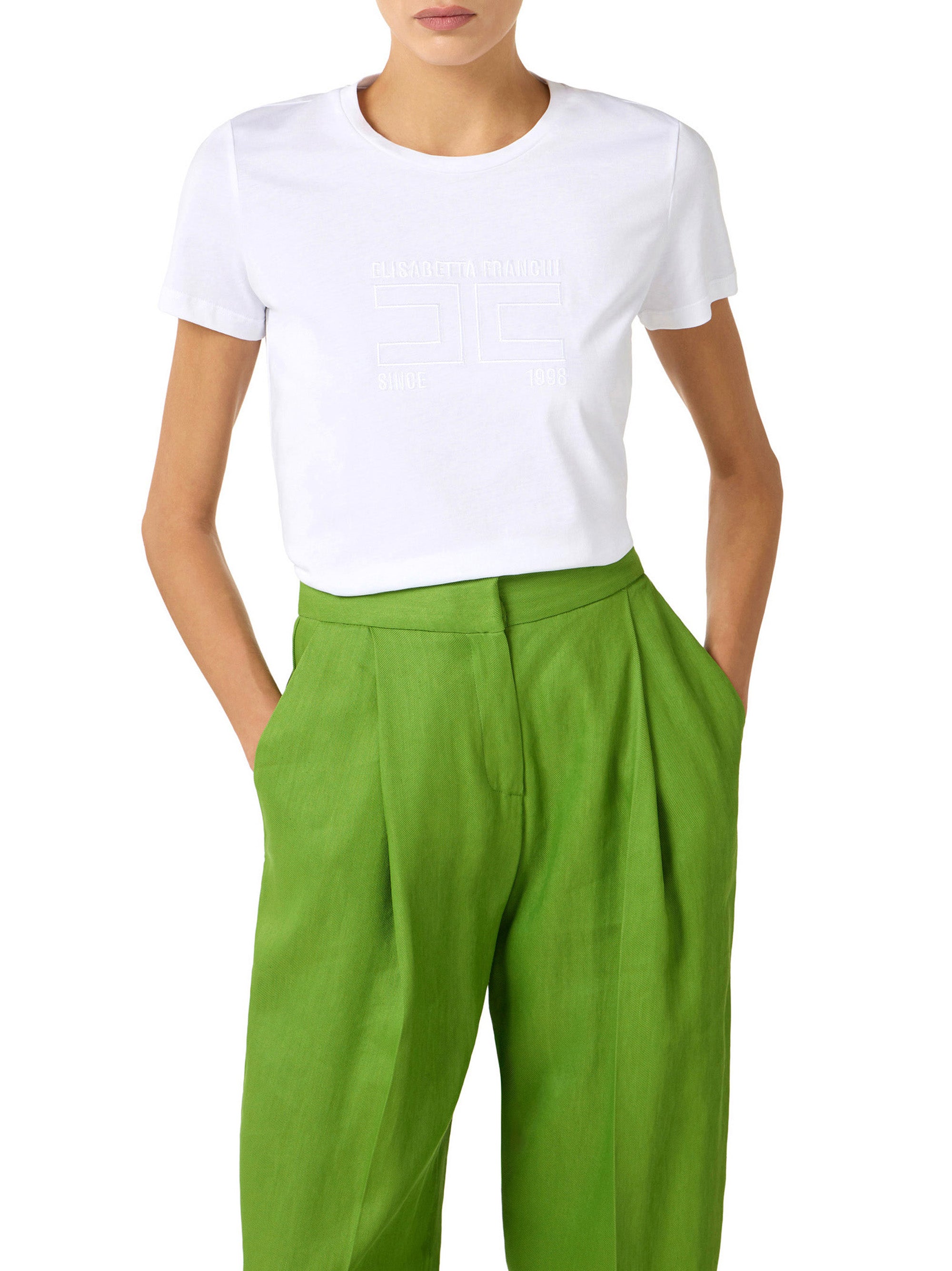 Jersey T-shirt with embroidered logo