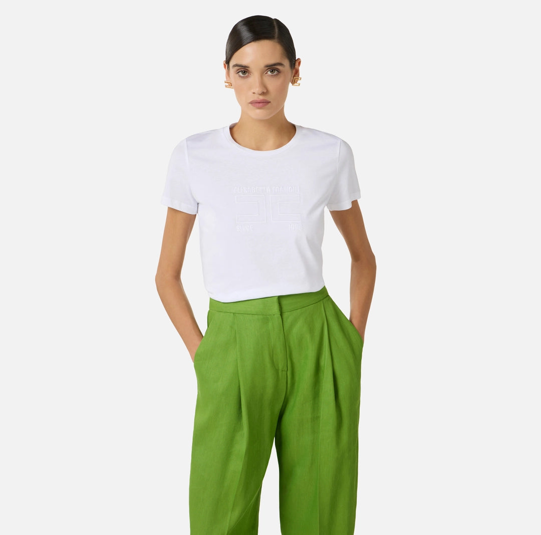 Jersey T-shirt with embroidered logo